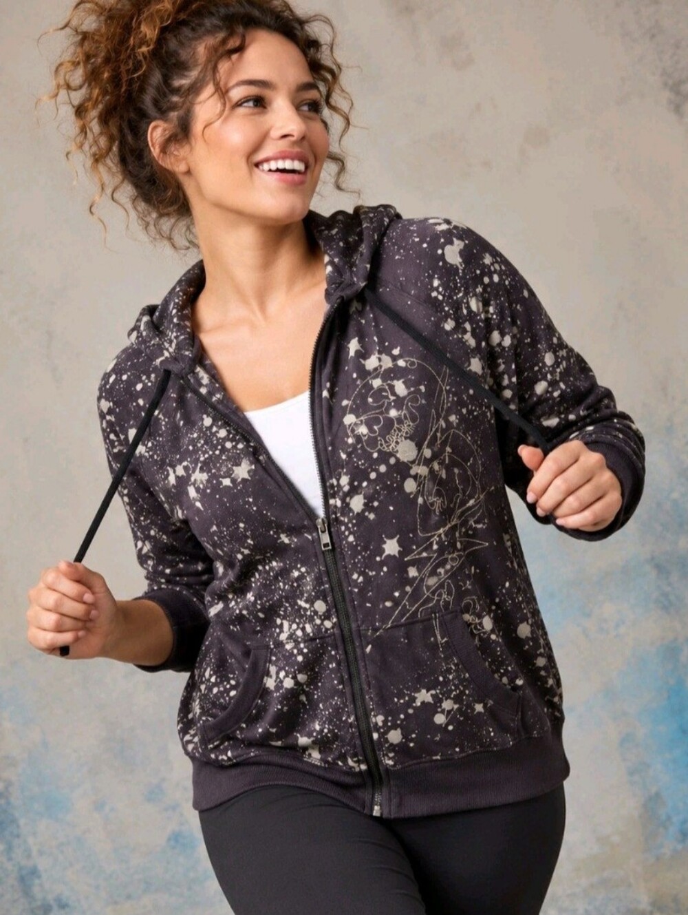 Torrid LoveSick hoodie sweatshirt Super Soft Skull Splatter Gray size 1 1X